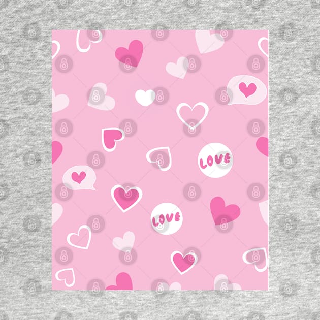 Love Valentines cute hearts in pink background braf design by Brafdesign